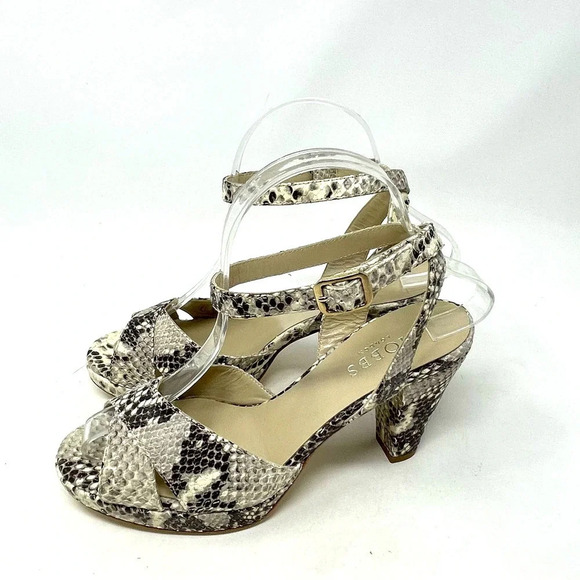 Hobbs London Snake Leather Vivienne Heeled Sandals Size 37 / US 6 - Picture 6 of 12